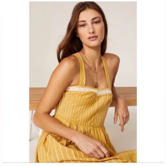 The Great Larel Yellow Striped Maxi Dress Size 2 Pockets - Picture 4 of 16